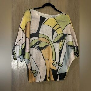 Ohlala Pronto Moda Italian Abstract Face Figure Sweater Shirt Top, Italy